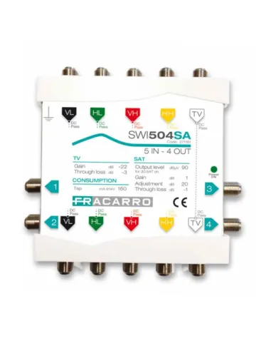 Multiswitch Fracarro 5x4 con TV passivo e SAT attivo regolabile 271161