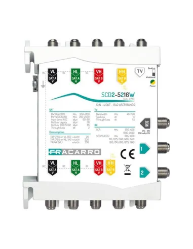 Multiswitch Fracarro SCD2-5216W 5 inputs and WB 2 outputs 271184