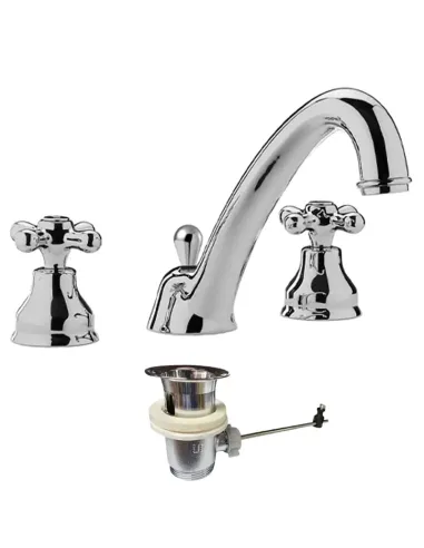 Paffoni Iris basin mixer with chromed automatic waste IRV055CR