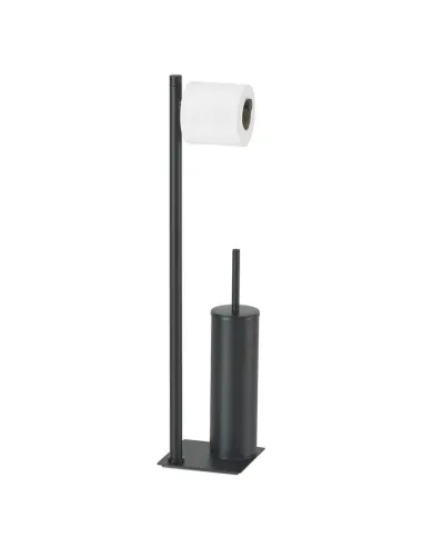 Gedy Trilly matt black roll holder stand with toilet brush TR32-14