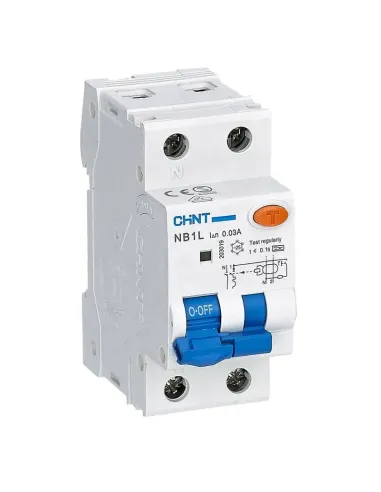 Chint NB1L2 16A 1P+N 6KA 30MA residual current circuit breaker with 2 modules 203247