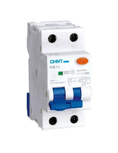 Magnetotermico differenziale Chint NB1L1 20A 1P+N 4,5KA 30MA A 2 Moduli 203336