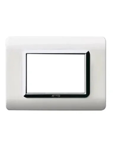 Placca Ave Tecnopolimero Sistema 44 bianco cornice cromata 3 moduli 44PY03BLC