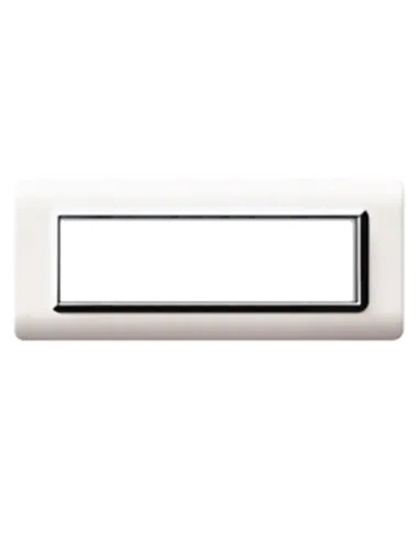 Placca Ave Tecnopolimero Sistema 44 bianco cornice cromata 7 moduli 44PY07BLC