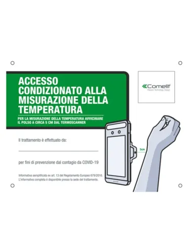 Cartello Comelit Avviso misurazione temperatura 43700A