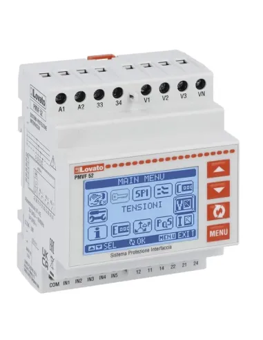 Three-phase Lovato interface protection with and without PMVF52 neutral