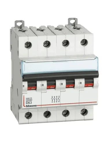 Bticino thermal magnetic switch 4P D 63A 10kA 4 modules FH84D63