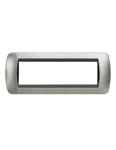 Bticino Living International 7-module brushed steel plate L4807ACS