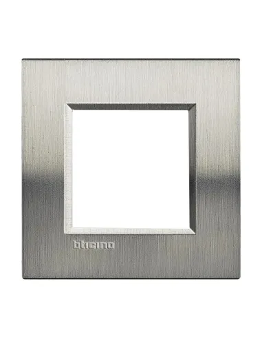 Bticino Livinglight 2-module square brushed steel plate LNA4802ACS