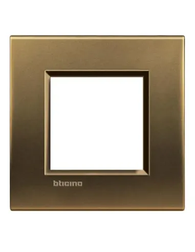 Bticino Livinglight 2-module square plate in polished bronze LNA4802BZ