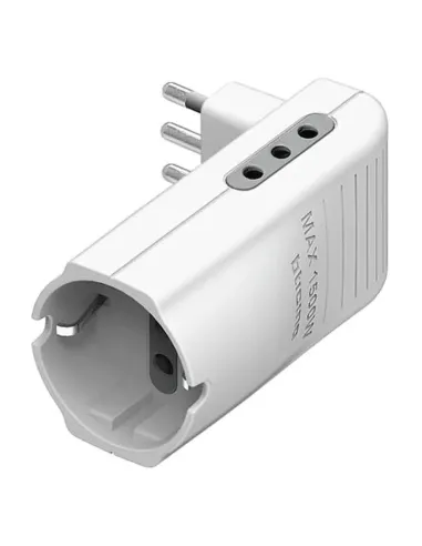 Bticino Corner adapter 2 10A sockets 1 German socket and 10A plug white S3615DE