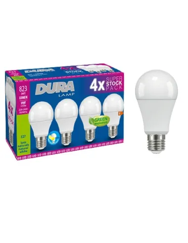 Duralamp 9W drop LED bulb E27 4000K 4 pieces A6080N-4