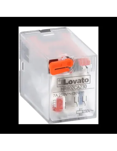 Relè industriale Lovato 7A 2 scambi 230VAC + LED HR602CA230