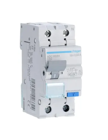 Hager 1P+N 32A 30MA 6KA 2M ADC932H residual current circuit breaker