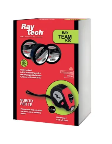 Kit of 20 25 m Raytech insulating tapes and 3 m RAYTEAMK20 tape measure