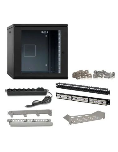 Kit Quadro Rack 6 Unità CAT6 UTP con Panel 24 Porte 10001