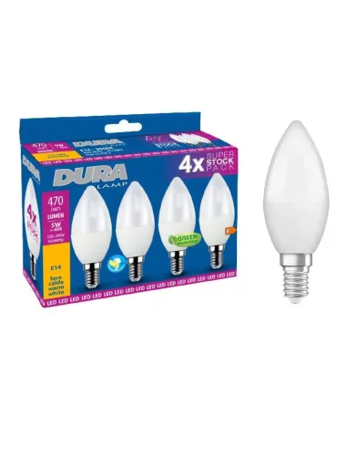 Lampadina Led a oliva Duralamp 5W attacco E14 300K 4 pezzi CC37W-4