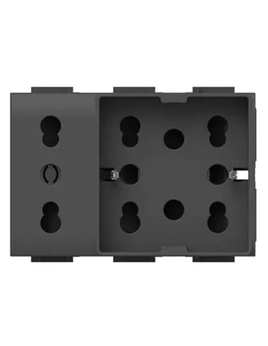 Universal double-step and Schuko electrical socket 10/16A 3 modules Side 4Box for Bticino Living antra 4B.L.H21.XL