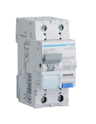 Hager 1P+N 30MA 25A ADA925H residual current circuit breaker