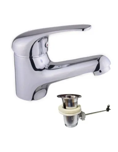 Mc single-lever basin mixer with lever and 1 1/4 pop-up waste