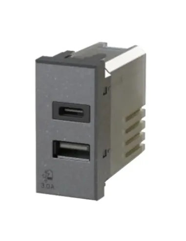 4Box 3.0A USB socket for Bticino Axolute anthracite series 4B.HS.USB.30