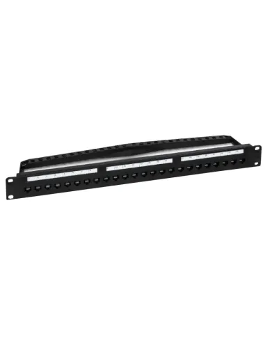 Item STACKABLE patch panel 24 RJ45 CAT.5E UTP sockets black 50110