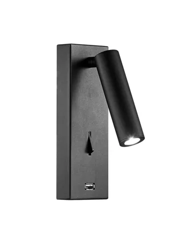 Lampada a parete LED Beneito Faure PURE 4W 2700K Nero con USB 4143