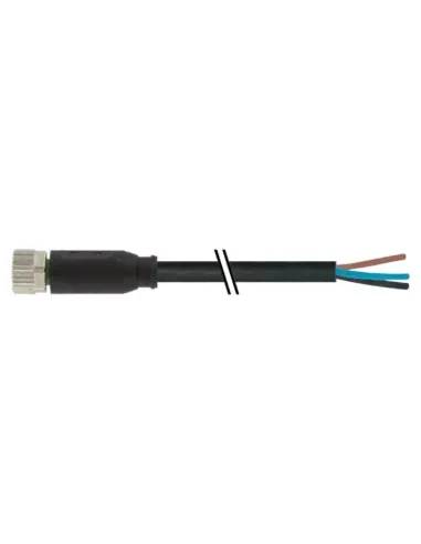 Murr M8 female 0° connector with 3P 4A 1.5 kV 5m cable 7000080416100500