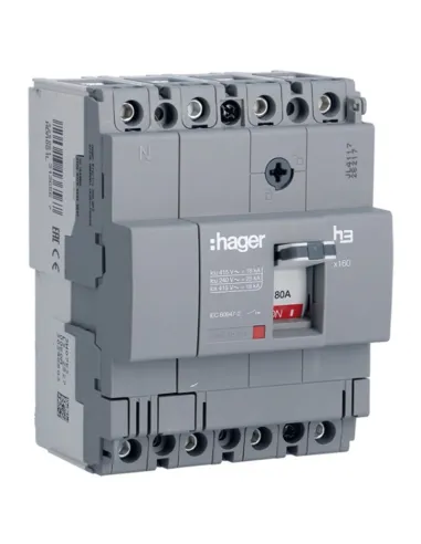 Hager X160 4P 18KA 80A HDA081L thermomagnetic release switch