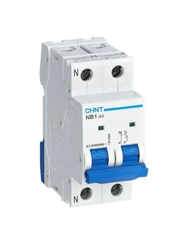 Interruttore Magnetotermico Chint NB1-63 1P+N 6A 6kA C 2 Moduli 180243