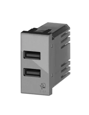 Presa doppia USB 4Box 2.4A per Bticino Axolute grigia 4B.HC.USB.24