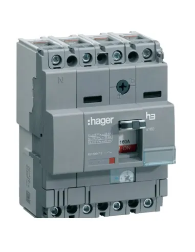 Hager 4P 160A 25KA X160 molded case thermomagnetic release switch HHA161H