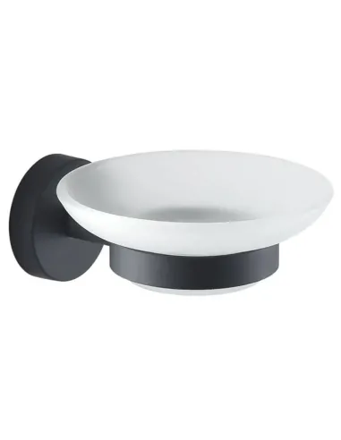 Gedy Eros wall mounted soap dish matte black and glass 2311-14