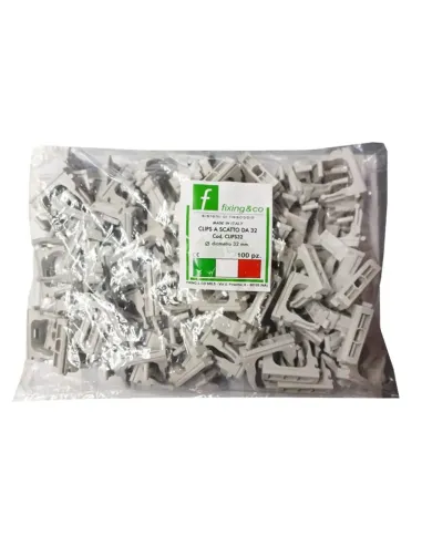 Nylon snap clips Fixing 32mm for pipes, pack of 100 pieces CLIPS32