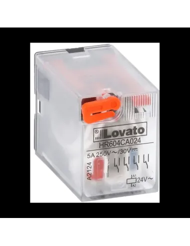 Lovato industrial relay 5A 4 exchanges 24VAC + LED HR604CA024