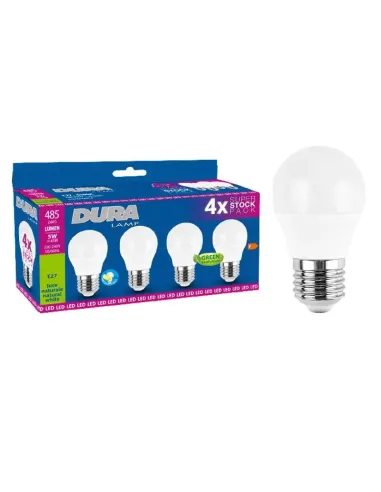 Lampadina Led a sfera Duralamp 5W attacco E27 4000K 4 pezzi CP45N7-4