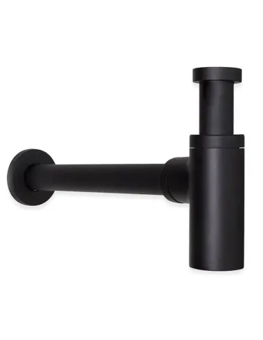 Round matt black sink drain siphon