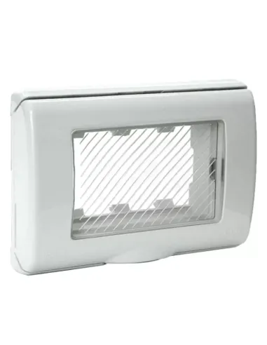 Placca autoportante Ave IP55 con membrana 3 moduli RAL7035 45SP43N