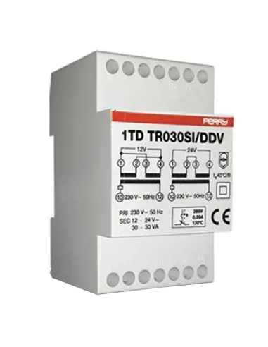 Trasformatore Perry 24VA 12-12-24V 3 DIN servizio intermittente 1TDTR30SI/DDV