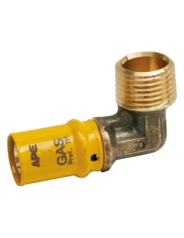 Ape M 1/2 x 16 mm brass gas elbow fitting 3AP6531216