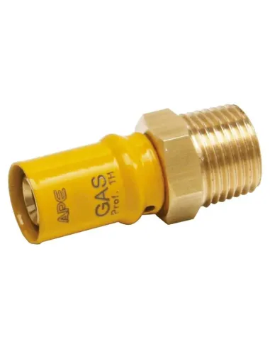 Straight fitting for gas Ape M 1 inch x 32 mm brass 3AP6010132