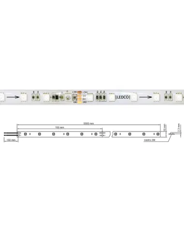 Strip Ledco LED Strip 72W Multicolor RGBD 24VCC IP65 5 meters SL72RGBD65