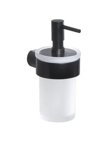 Wall mounted liquid soap dispenser Gedy Pirenei matte black glass PI81-14