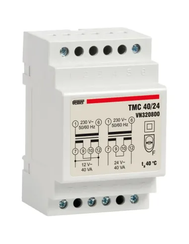 Trasformatore modulare Vemer TMC 40VA 230/12/24V 3 moduli VN320800