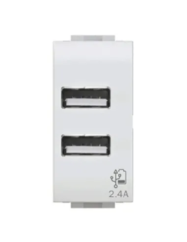 Presa doppia USB 4Box 2.4A per Vimar Plana bianca 4B.V14.USB.24