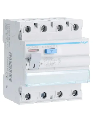 Interruttore differenziale Hager 4P 40A 30MA AC 4 moduli CDC742H