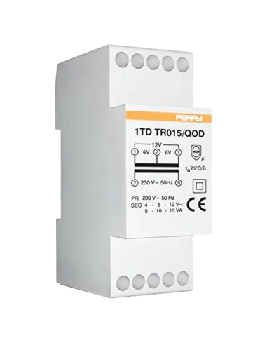 Trasformatore Perry 15VA uscite 4-8-12V 2 DIN 1TDTR015/QOD