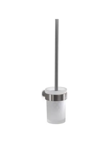 Wall mounted toilet brush holder Gedy Pirenei brushed steel glass PI33-38