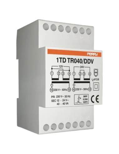 Trasformatore Perry 40VA uscite 12-12-24V 3 DIN IP40 1TDTR040/DDV