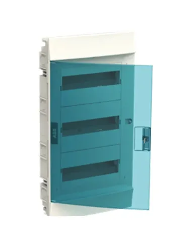 ABB flush-mounted switchboard 36 modules IP41 petrol blue white door 3 rows 41A12X32